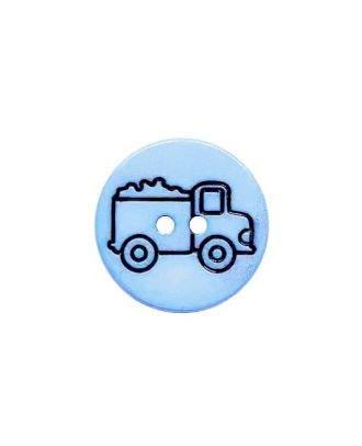 children button with truck print and 2 holes - Size: 15mm - Color: hellblau - Art.No.: 281244