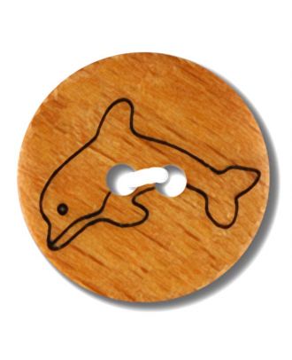 wood button dolphin 2-hole - Size: 18mm - Color: brown - Art.No. 261328