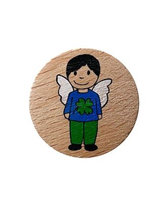 children button guardian angel boy wood with shank - Size: 23mm - Color: brown - Art.No.: 331315