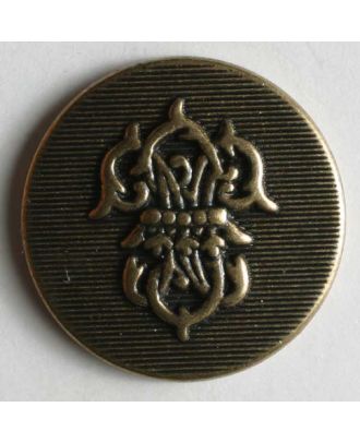 Coat of arms button, full metal - Size: 15mm - Color: antique brass - Art.No. 240841