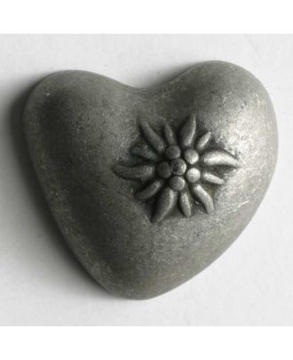 Heart button, full metal - Size: 23mm - Color: antique tin - Art.No. 330360
