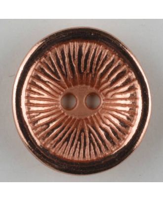 full metal button, round. 2 holes - Size: 28mm - Color: light copper - Art.-Nr.: 360486