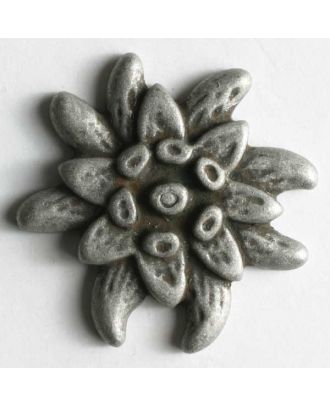 Edelweiss button, full metal - Size: 20mm - Color: antique tin - Art.No. 300630