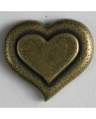 Heart button, full metal - Size: 20mm - Color: antique brass - Art.No. 320608