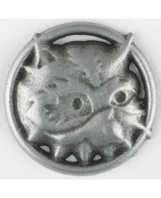 full metall button, Nicky Epstein - Ric Rac Raccoon, with shank - Size: 25mm - Color: antique tin - Art.No. 390299