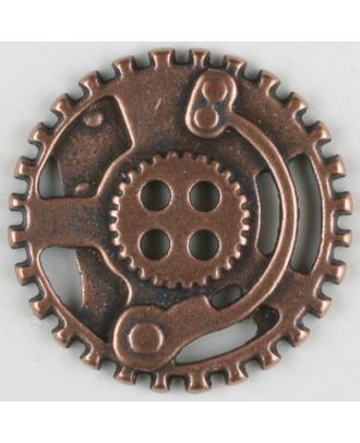 steampunk button with 4 holes - Size: 23mm - Color: copper - Art.No. 331079