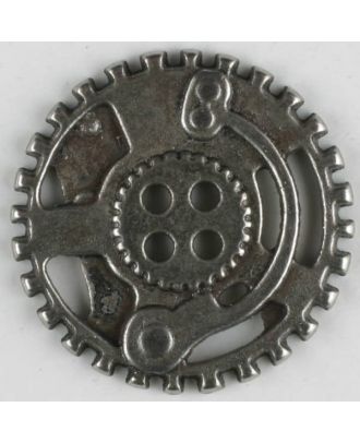 steampunk button with 4 holes - Size: 30mm - Color: dull silver - Art.No. 370772
