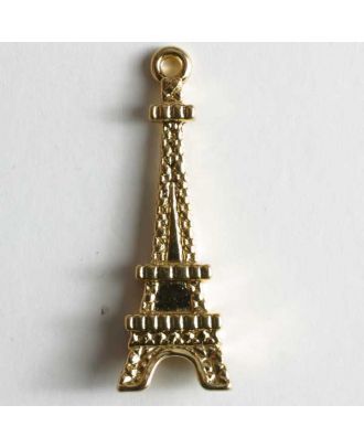 Eiffel tower button, full metal - Size: 35mm - Color: gold - Art.No. 370035