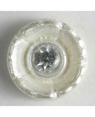 nylon button with rhinestones - Size: 9mm - Color: white - Art.-Nr.: 310523