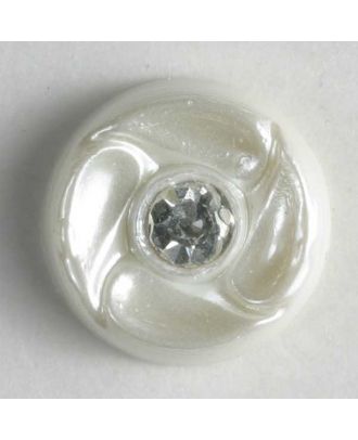 nylon button with rhinestones - Size: 11mm - Color: white - Art.-Nr.: 330585