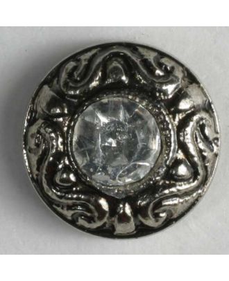 nylon button with rhinestones - Size: 11mm - Color: antique silver - Art.-Nr.: 330596