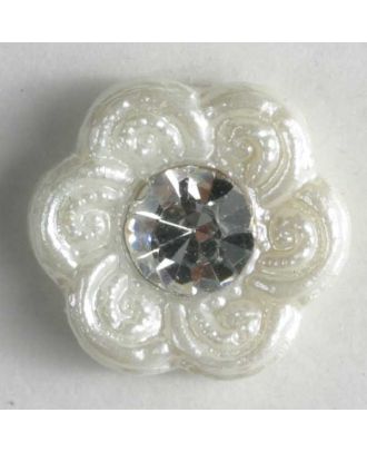 nylon button with rhinestones - Size: 11mm - Color: white - Art.-Nr.: 330597