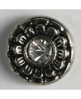 nylon button with rhinestones - Size: 11mm - Color: antique silver - Art.-Nr.: 330600