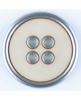 two-piece full metall button-polyamide button, round, 4 holes - Size: 20mm - Color: beige - Art.No. 320649