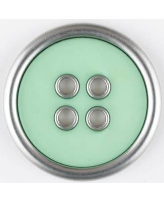 two-piece full metall button-polyamide button, round, 4 holes - Size: 25mm - Color: green - Art.No. 341177