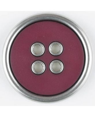two-piece full metall button-polyamide button, round, 4 holes - Size: 25mm - Color: wine red - Art.No. 341179