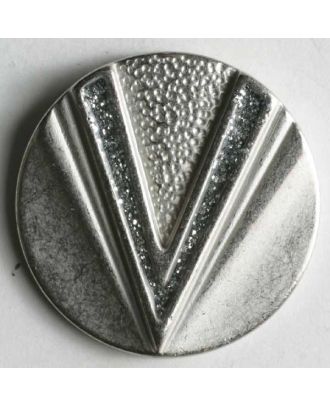 Jewellery button, full metal - Size: 23mm - Color: dull silver - Art.No. 350242