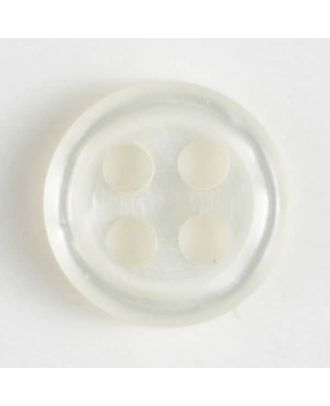 polyester button round shape with shiny surface and 4 holes  - Size: 11mm - Color: weiß - Art.No.: 170255