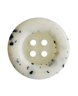 polyester button round shape, shiny surface with black mosaic stones and 4 holes - Size: 23mm - Color: weiß - Art.No.: 341487