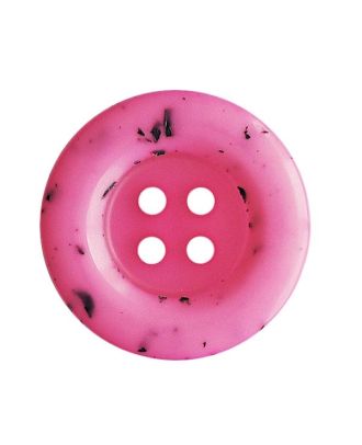 polyester button round shape, shiny surface with black mosaic stones and 4 holes - Size: 23mm - Color: pink - Art.No.: 346003