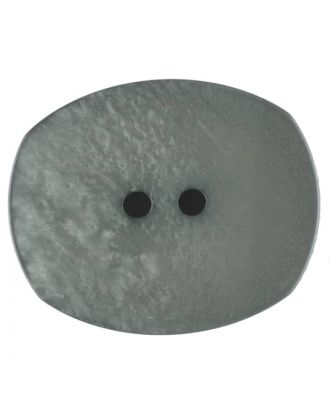 Polyester button, oval, 2 holes - Size: 28mm - Color: grey - Art.No. 386710