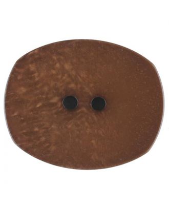 Polyester button, oval, 2 holes - Size: 28mm - Color: brown - Art.No. 386714