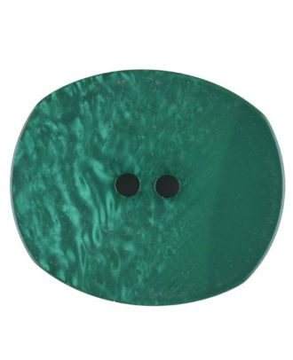 Polyester button, oval, 2 holes - Size: 28mm - Color: green - Art.No. 386716