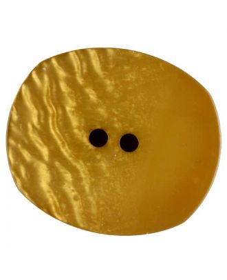 Polyester button, oval, 2 holes - Size: 28mm - Color: yellow - Art.No. 386718
