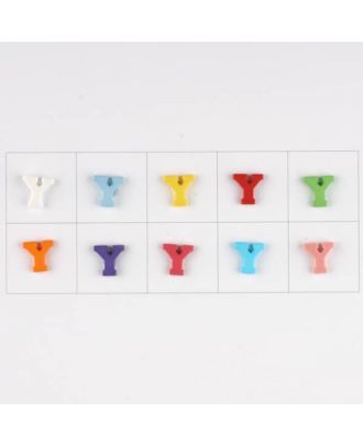 letter Y, 10 mixed colours, 3 buttons per colour - Size: 11mm - Color: mixed: red, pink, orange, lilac, blue, yellow, green, white, light blue,rose - Art.-Nr.: 181357