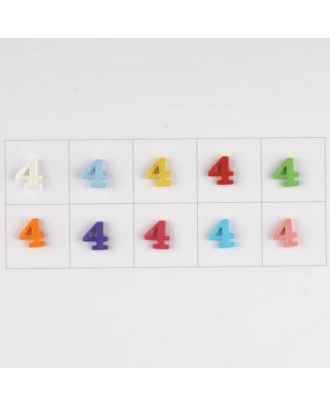 number 4, 10 mixed colours, 3 buttons per colour - Size: 11mm - Color: mixed: red, pink, orange, lilac, blue, yellow, green, white, light blue,rose - Art.-Nr.: 181363